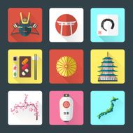 flat design japanese icons set