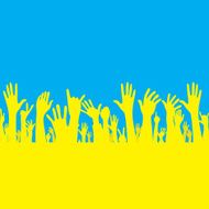 Vector hand with Ukraine flag