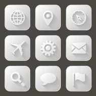 Set of icons with long shadow