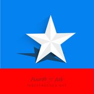 Shiny silver star on bright red and blue background