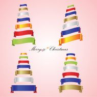 merry christmas trees from color ribbon banners eps10