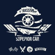 Emblem of the massive superior car in retro style N4