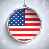 Merry Christmas Silver Ball with Flag USA N4