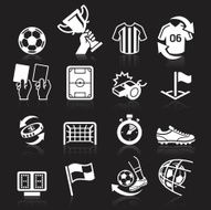 Soccer icons on black background N2