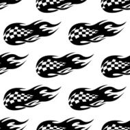 Flaming checkered flag seamless pattern