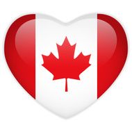 Canada Flag Heart Glossy Button N2