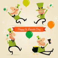 Four Happy leprechauns