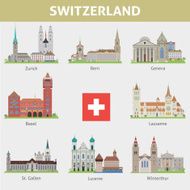 Switzerland Symbols of cities Vector set