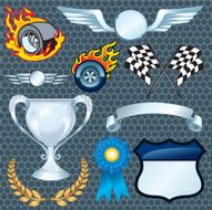Auto Racing Elements - Flaming Tire Checkered Flag