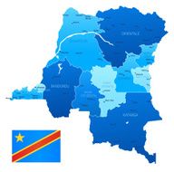 Democratic Republic of Congo - states cities flag and icons