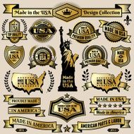 Made in USA Black &amp; Gold Banners Badges and Symbols