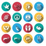 flat shadow peace and love icons set