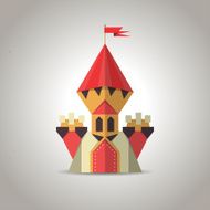 Cute origami castle from folded paper Icon N2