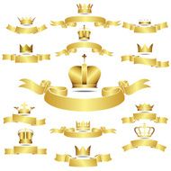 Gold 12 Crown Icons Set N2