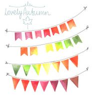 Watercolor flags garlands set
