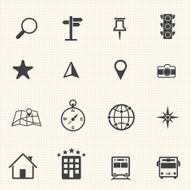 Map and symbol icons set