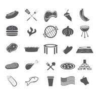 bbq and fast food web icons set flat design