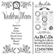 Wedding menu font set and design elements