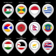 Map marker with flag-set fifteen
