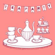 Vintage tea party invitation N2