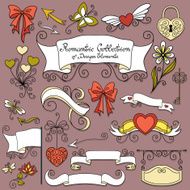 Vector Romantic Collection of Hand Drawn Design Elements N2