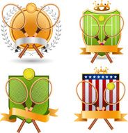 Retro Tennis Emblem with rackets and laurel wreath Set