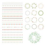 Floral decor set Different brushes dividers wreaths