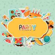 Celebration background with party sticker icons and objects N4