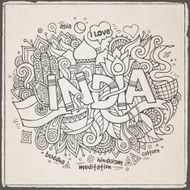 India hand lettering and doodles elements background N4