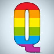 Gay Pride Glass Alphabet with Rainbow Flag N26