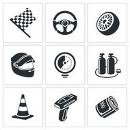 Car racing and pumping Vector Icons Set