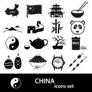 China theme black icons vector set eps10