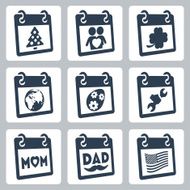 Vector calendar icons representing holidays #1 N2