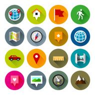 Maps and navigation icons &ndash; Fllate series