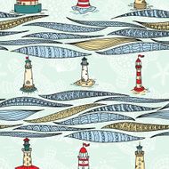 Sea seamless with lighthouses