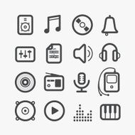 Different sound icons set with rounded corners Design elements