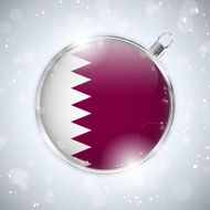 Merry Christmas Silver Ball with Flag Qatar N4