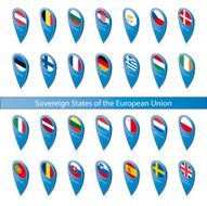 Pin flags of the European Union
