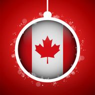 Merry Christmas Red Ball with Flag Canada