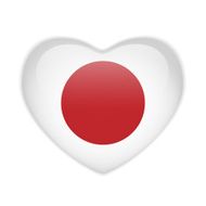 Japan Flag Heart Glossy Button