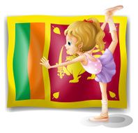 Flag of Sri Lanka and the gymnast