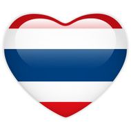 Thailand Flag Heart Glossy Button N2