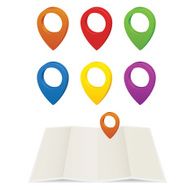 Set of glossy colorful map pins