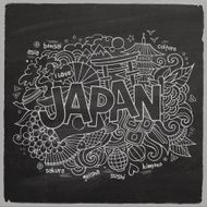 Japan hand lettering and doodles elements background N2