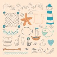 set cute sea objects collection N2