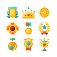 Trophy and awards icons set in flat design style N11