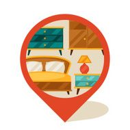 Navigation marker with furniture in retro style N3