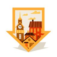Cityscape navigation marker with cute colorful houses N4