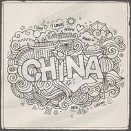 China hand lettering and doodles elements background N3