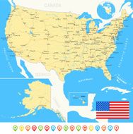United States (USA) - map flag navigation icons roads rivers
